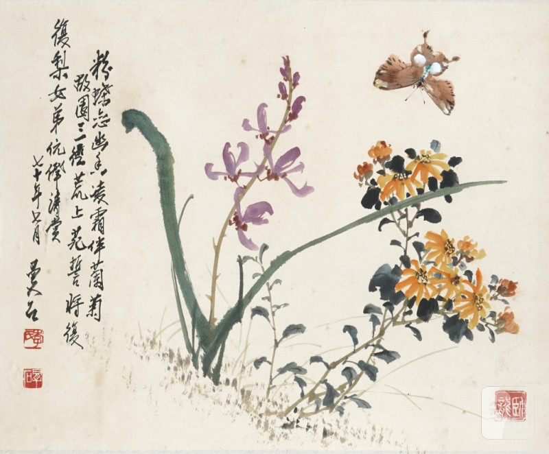    李曼石 花蝶圖